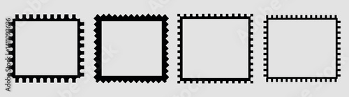 Vintage postage stamp frames collection, isolated element set vector