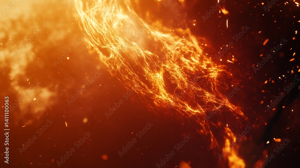 Fiery Abstract Inferno: A Blaze of Orange and Red Embers