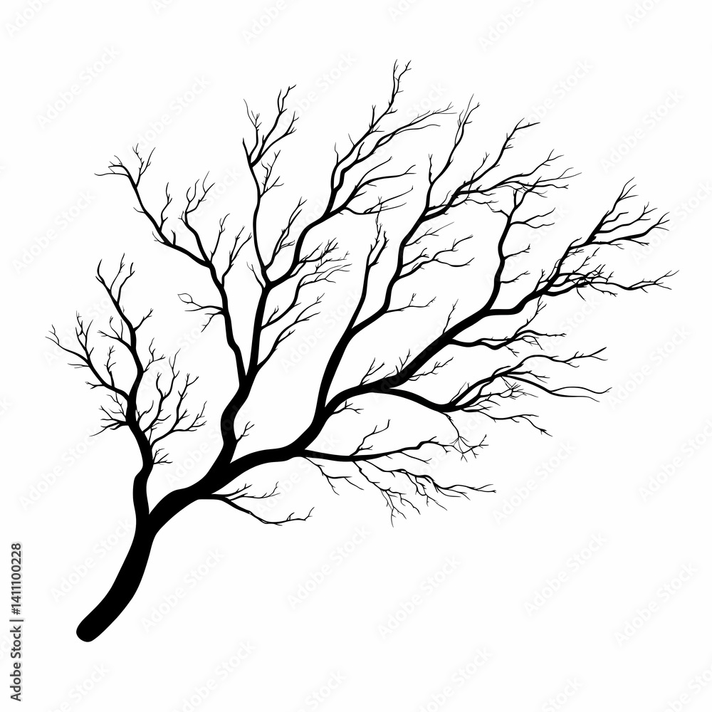 Obraz premium Black and White Tree Branch Silhouette. Minimalistic Abstract Nature Art for Eco-Friendly Design