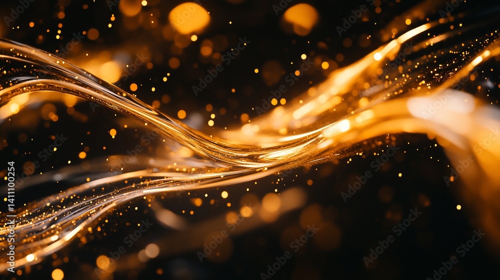Golden Liquid Abstract Art: A Symphony of Light and Movement