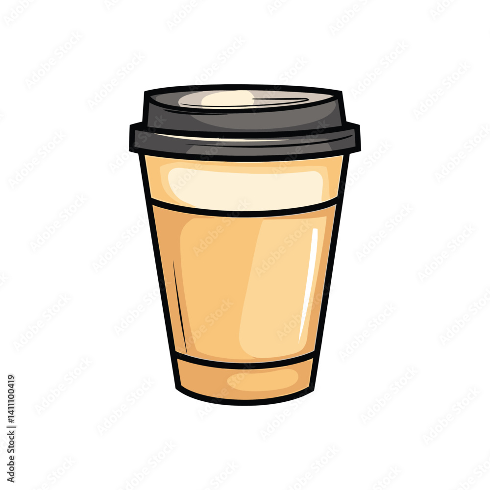 Paper Coffee Cup with Black Lid Isolated on Transparent Background Paper Coffee Cup with Black Lid Isolated on Transparent Background