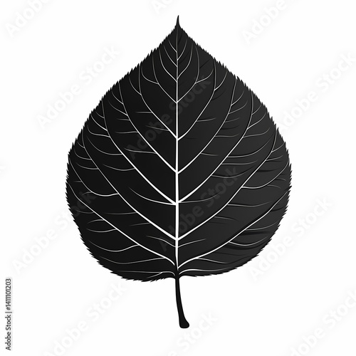 Elegant Monochrome Vector of Isolated Leaf - Stylish Botanical Illustration with Textured Details for Contemporary Nature-Themed Design