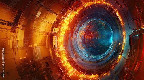Dutch View of Fusion Reactor Tokamak Plasma Core at an Angle
