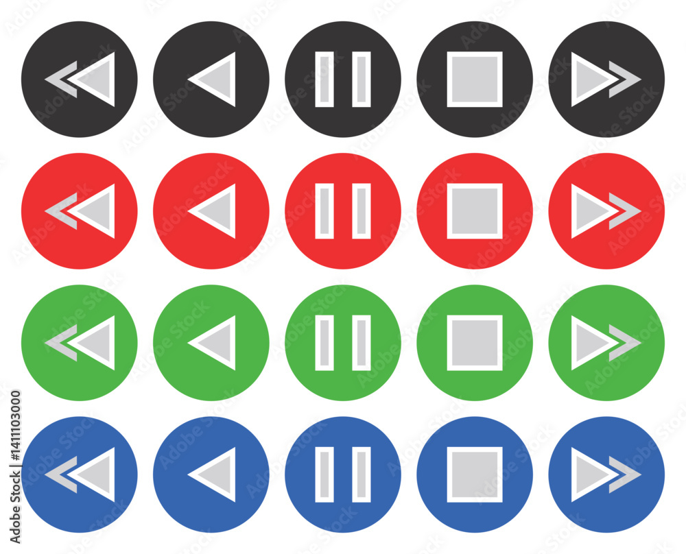 Buttons to play media. menu button. media player symbol. menu button design Buttons to play media. menu button. media player symbol. menu button design