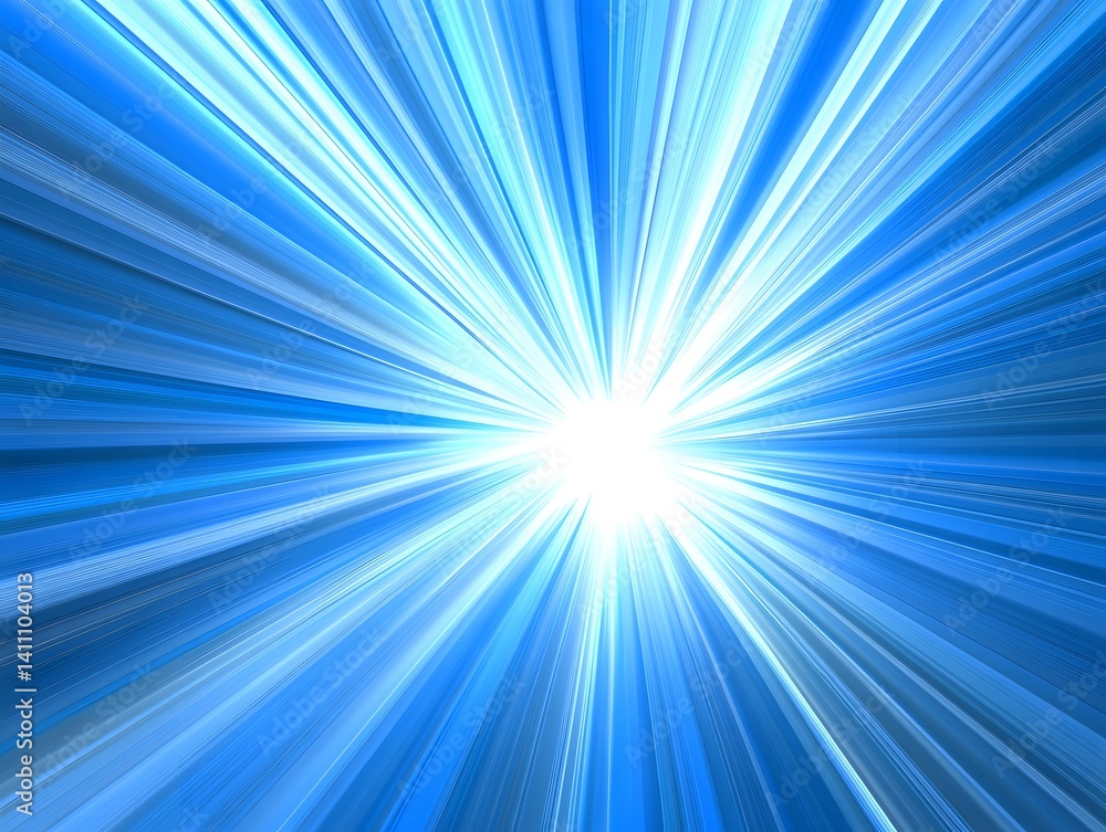 Fototapeta premium Radiant Blue Light Burst: An Abstract Energy Artwork