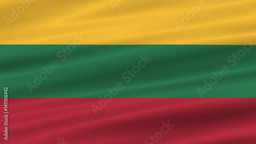 flag of Lithuania realistic wave 4K, seamless animated background