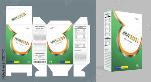 Supplements and Cosmetic box design, Package design template, box outline, Box Packaging design, Label design, healthcare label, packaging vector, realistic mock-up.