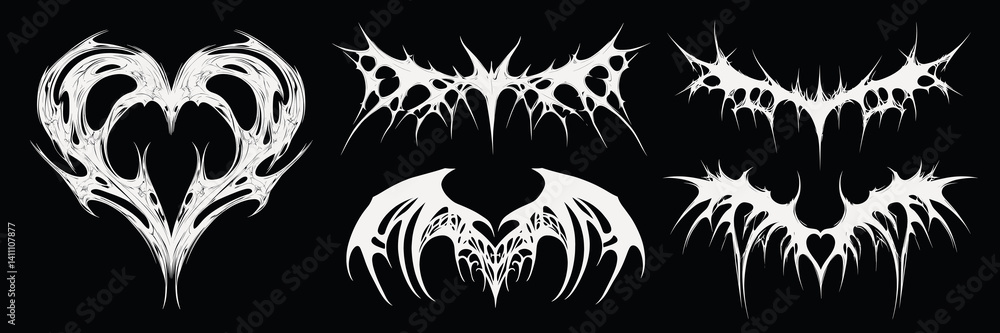 Intricate tribal tattoo designs, element vector set