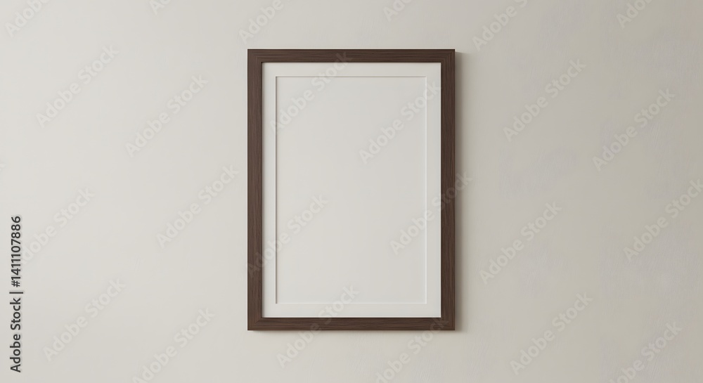 vertical empty wooden frame on a wall vertical empty wooden frame on a wall