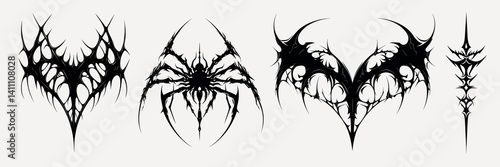 Intricate tribal tattoo designs, element vector set