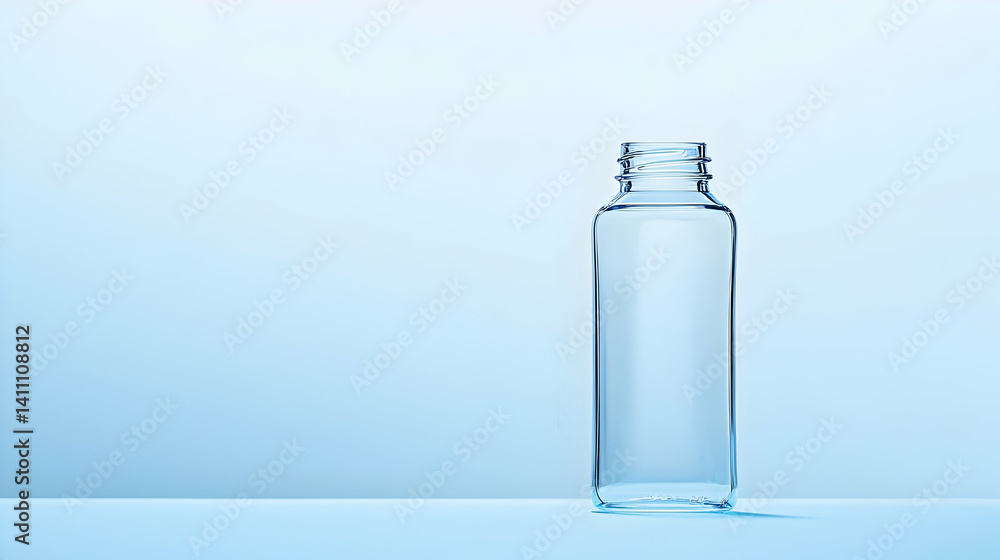 Clear Plastic Bottle On Light Blue Background Clear Plastic Bottle On Light Blue Background