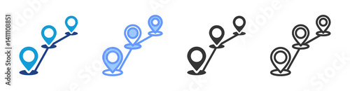 Routing icon set multiple style collection