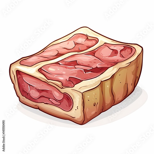 Delicious Rendered Cartoon Illustration of Gourmet Meat. Beef, Bacon, and More for Savory Dining