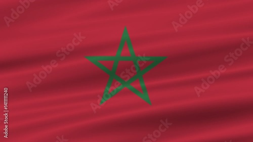flag of Morocco realistic wave 4K, seamless animated background