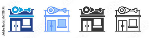 Fast Food Outlet icon set multiple style collection