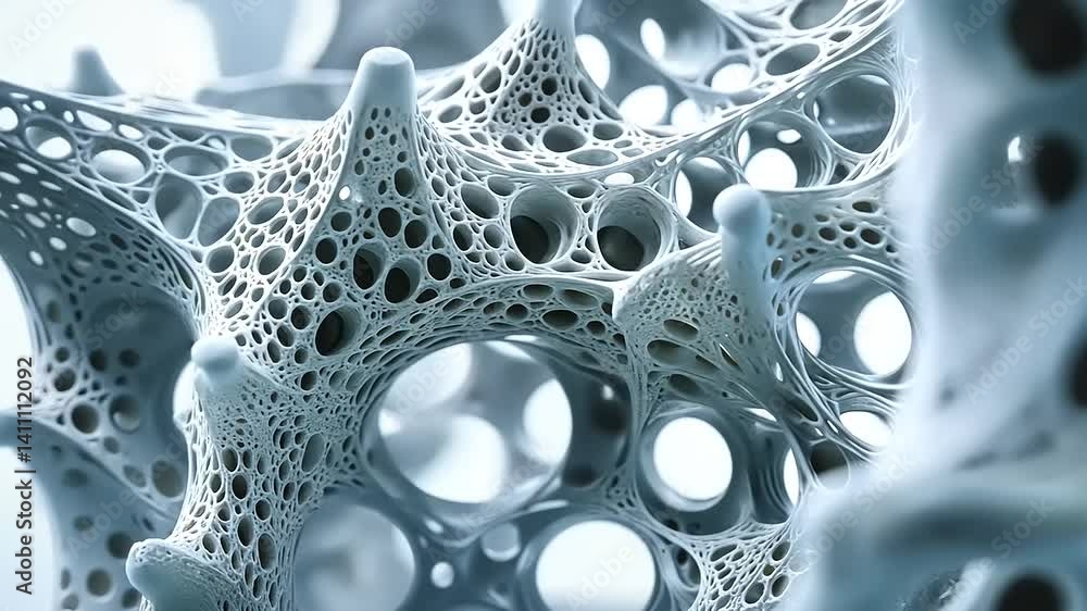 Abstract 3D Render: Intricate Cellular Structure in Cool Tones Abstract 3D Render: Intricate Cellular Structure in Cool Tones