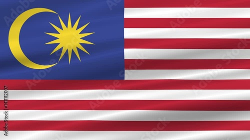 flag of Malaysia realistic wave 4K, seamless animated background