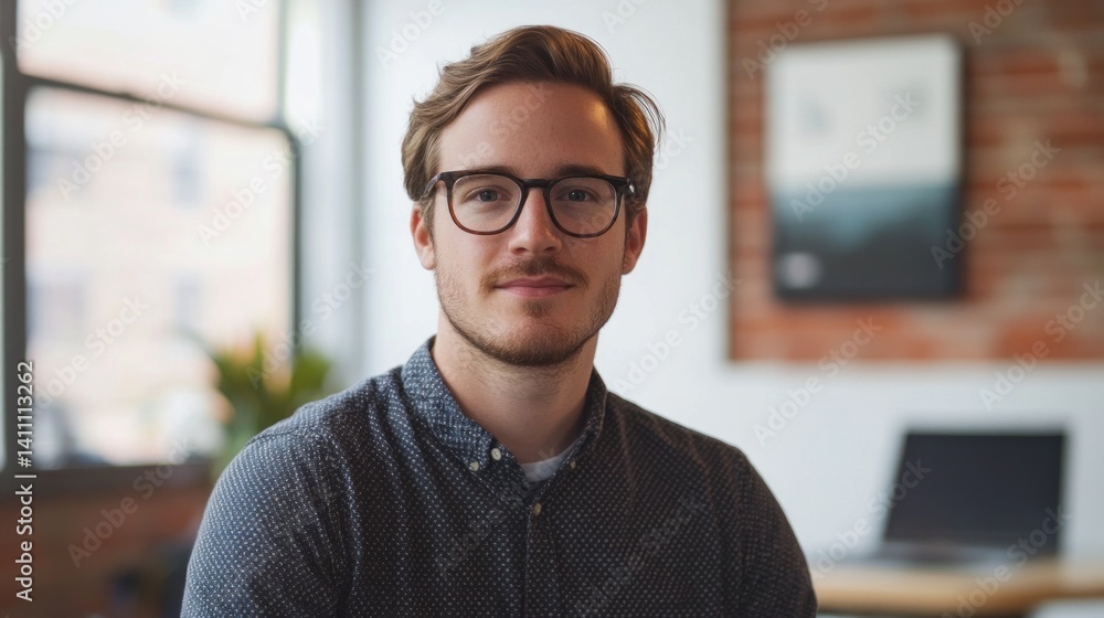 Obraz premium Professional man in an office setting, focused