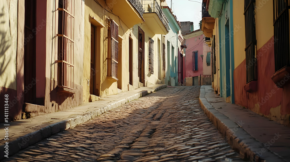 Obraz premium Colorful Cobblestone Alley In Latin America