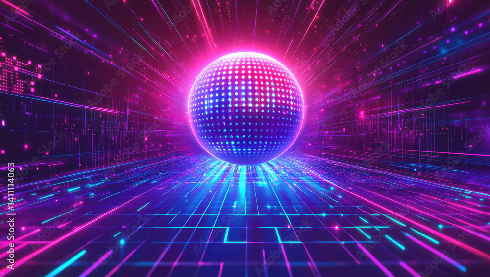 concept of a cyberpunk neon electronic disco background concept of a cyberpunk neon electronic disco background