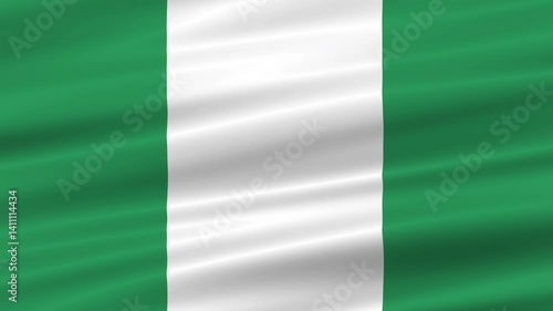 flag of Nigeria realistic wave 4K, seamless animated background