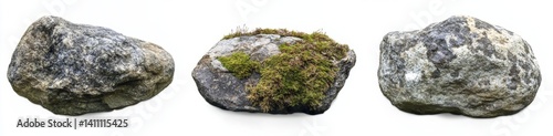 Three Assorted Rocks with Moss (1)