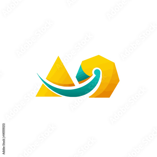 Abstract geometric logo with triangle and wave elements