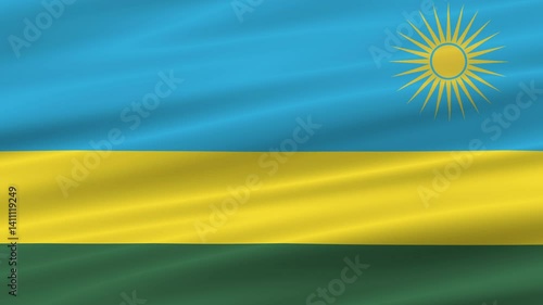 flag of Rwanda realistic wave 4K, seamless animated background