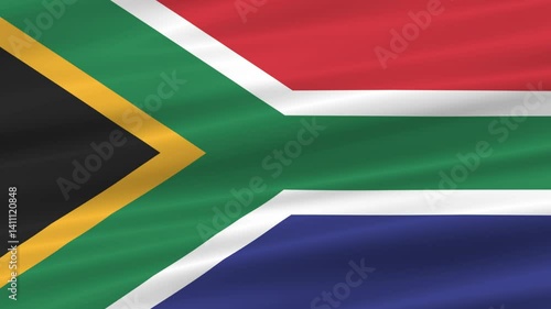 flag of South Africa realistic wave 4K, seamless animated background