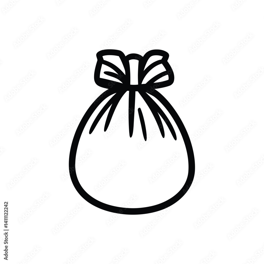 Simple Sack Outline, Doodle Style, White Fill, Tied Knot, Transparent Simple Sack Outline, Doodle Style, White Fill, Tied Knot, Transparent