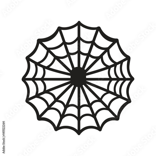 Simple Spiderweb Silhouette on Transparent Background, Halloween Design Icon