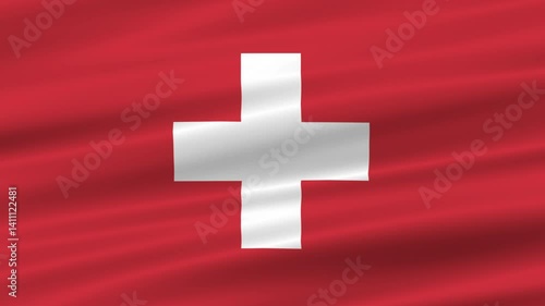 flag of Switzerland realistic wave 4K, seamless animated background