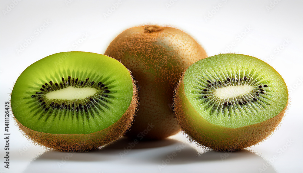 Fresh Kiwi Trio: The image showcases a vibrant trio of kiwi fruits, highlighting their unique textures and colors, offering a refreshing visual feast. Fresh Kiwi Trio: The image showcases a vibrant trio of kiwi fruits, highlighting their unique textures and colors, offering a refreshing visual feast.