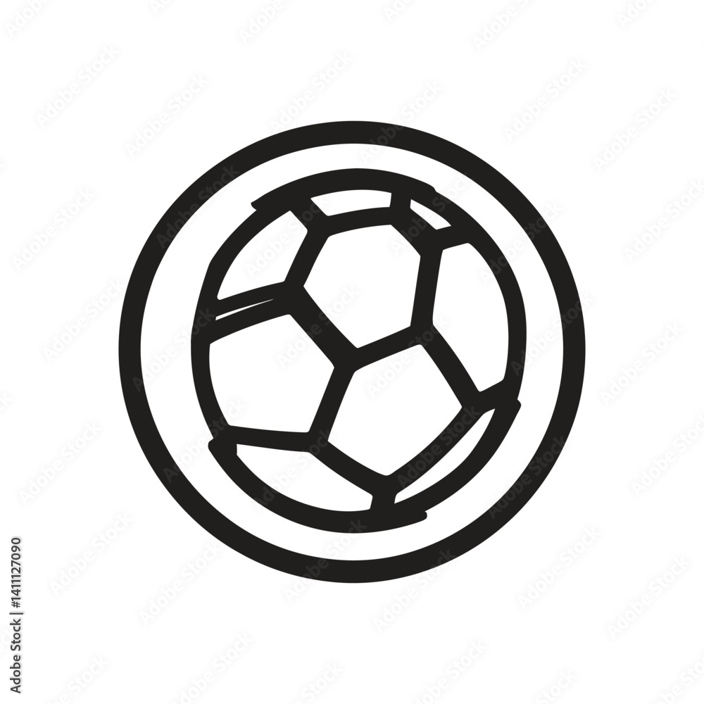 Soccer Ball Outline Icon Isolated Design on White Background Sketch Style Soccer Ball Outline Icon Isolated Design on White Background Sketch Style