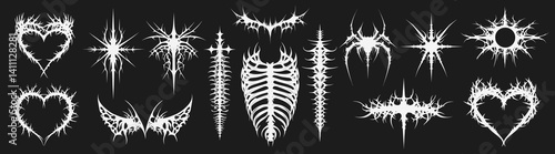 Intricate ribcage tattoo designs, isolated vector set