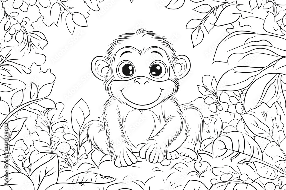 Fototapeta premium Minimalist primate illustration