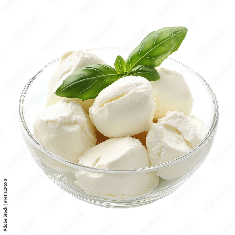 Mozzarella Cheese Bowl on transparent background Mozzarella Cheese Bowl on transparent background