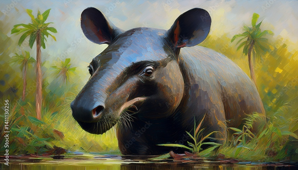 Fototapeta premium Ölgemälde Tapir