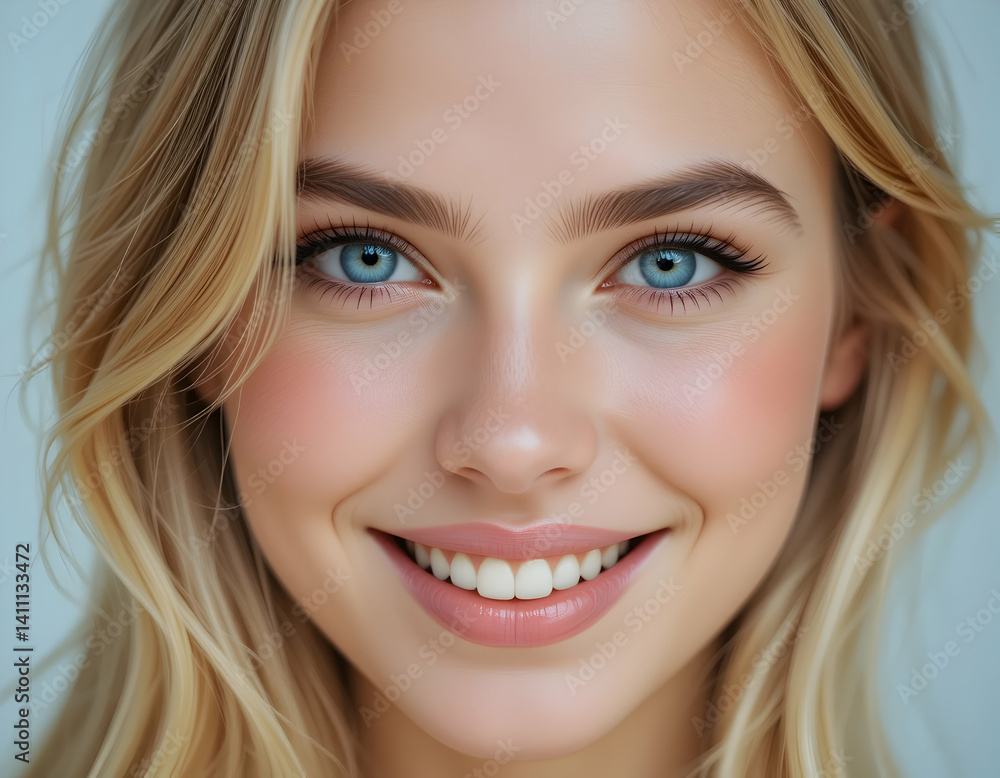 Smiling Woman Portrait with Blue Eyes and Blonde Hair Beauty Smiling Woman Portrait with Blue Eyes and Blonde Hair Beauty