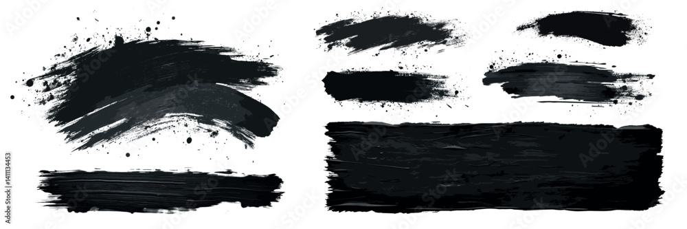 Abstract black brush strokes, vector set Abstract black brush strokes, vector set