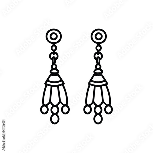 Tassel Earrings Simple Line Art, Fashionable Jewelry, Dangle Earrings on Transparent