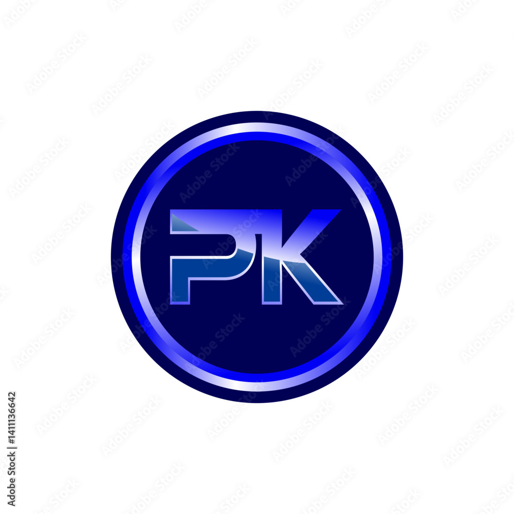 Initial Letter Logo PK Template Design Vector Illustration. Blue Circle Icon Initial Letter Logo PK Template Design Vector Illustration. Blue Circle Icon