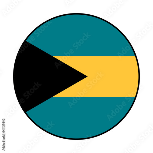Free Download Flag of Bahamas. Black loop edge. Bahamas circle flag logo icon computer vector illustration design. - GFXLoad