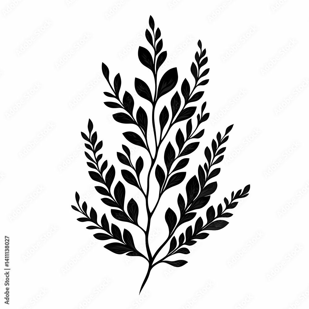 Fototapeta premium Botanical Vector Leaves Silhouette: Minimalist Nature-Inspired Art Design
