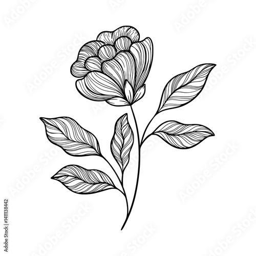 Cute line art leaf icon illustration
