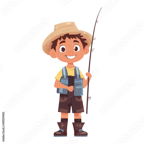 Child illustration outdoors fishing vector