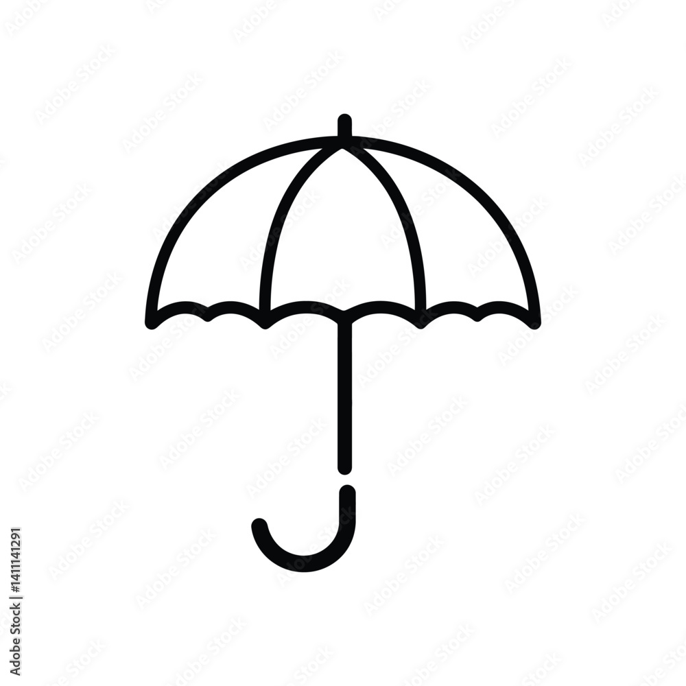 Umbrella Icon Simple Black Line, Minimalist Design with Transparent Background Umbrella Icon Simple Black Line, Minimalist Design with Transparent Background