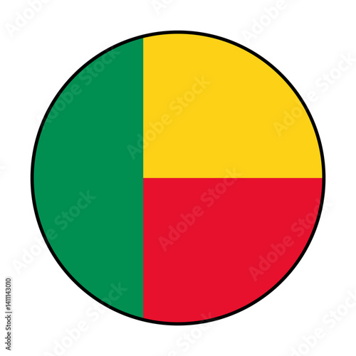 Free Download Flag of Benin. Black loop edge. Benin circle flag logo icon computer vector illustration design. - GFXLoad