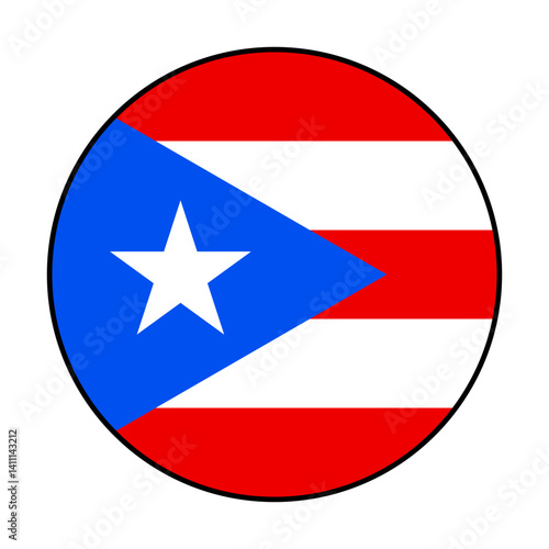Free Download Flag of Puerto Rico. Black loop edge. Puerto Rico circle flag logo icon computer vector illustration design. - GFXLoad