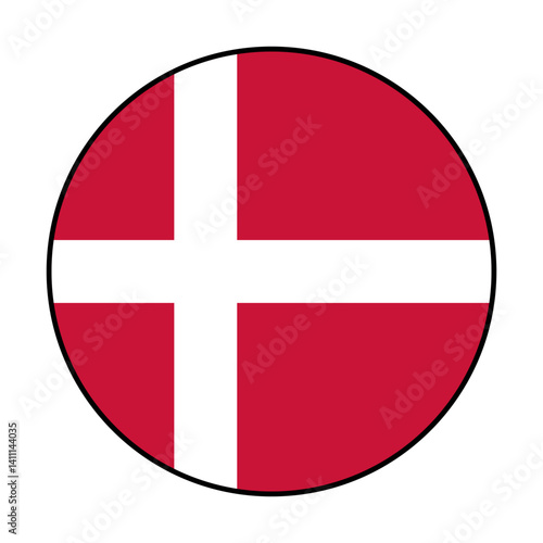 Free Download Flag of Denmark. Black loop edge. Denmark circle flag logo icon computer vector illustration design. - GFXLoad